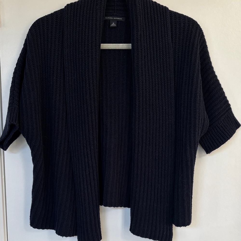 Banana Republic Navy Ribbed Open-Front Sweater Cardigan